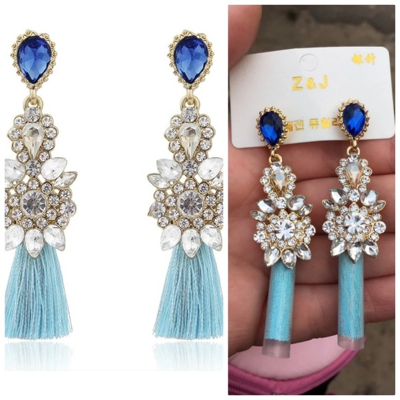 Jewelry - Rhinestone Long Thread Tassel Earrings Temperament